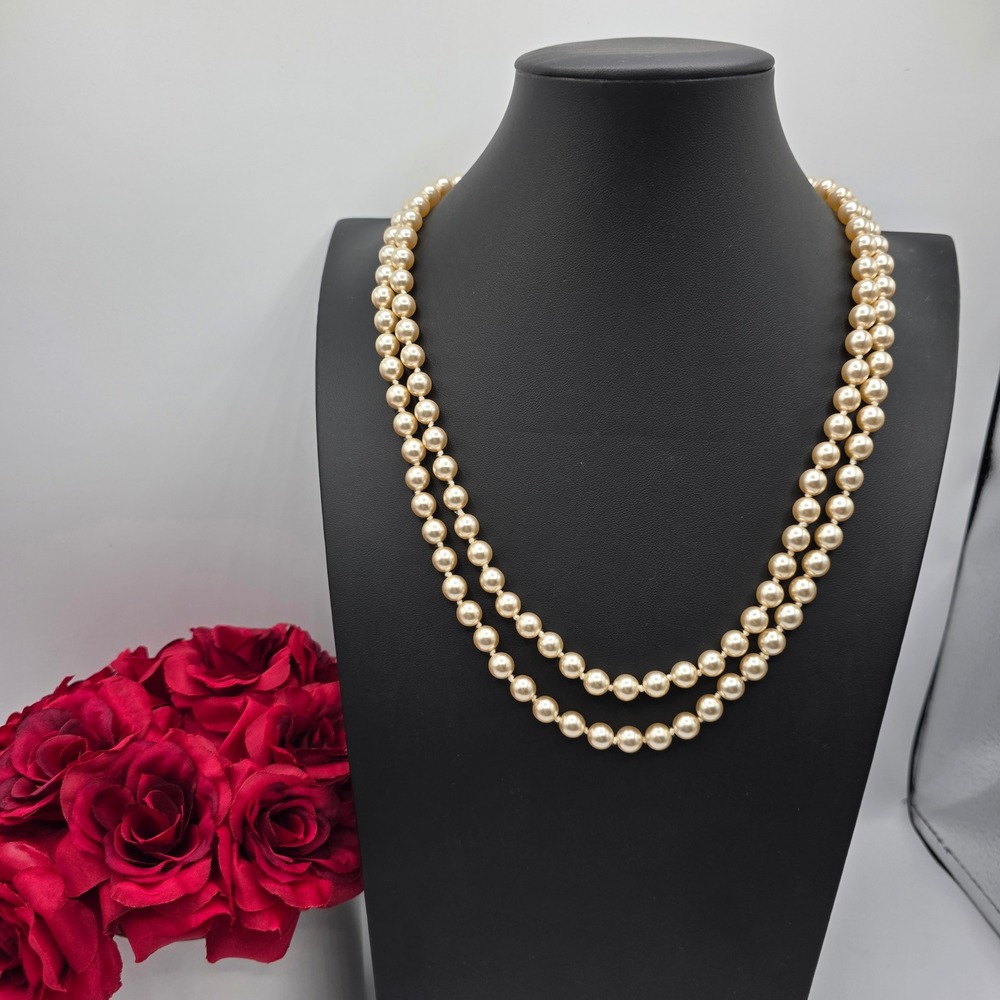Joan Rivers Double Strand Faux Pearl Necklace Reversible Magnetic Clasp 20 Inch
